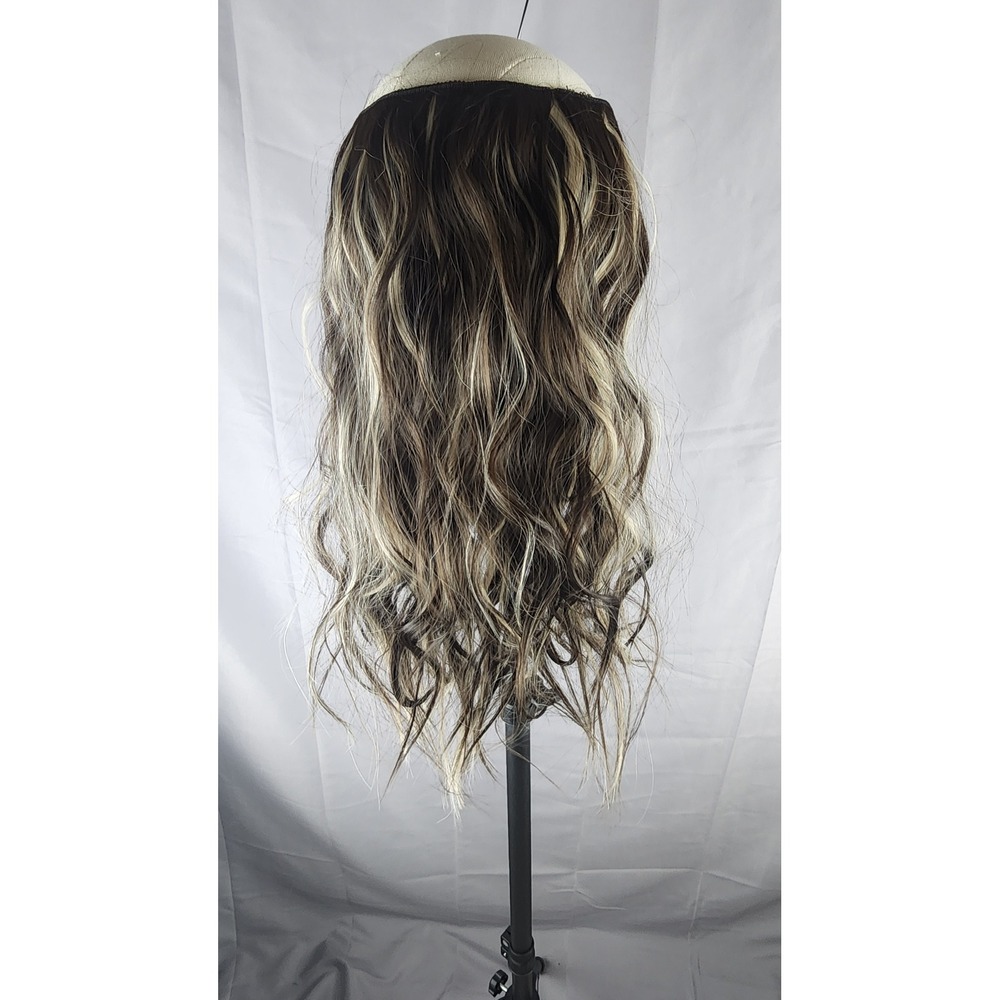 Vigorous Halo Hair Extension Wavy Brunette Blonde Highlights 20 Inch Hidden Wire